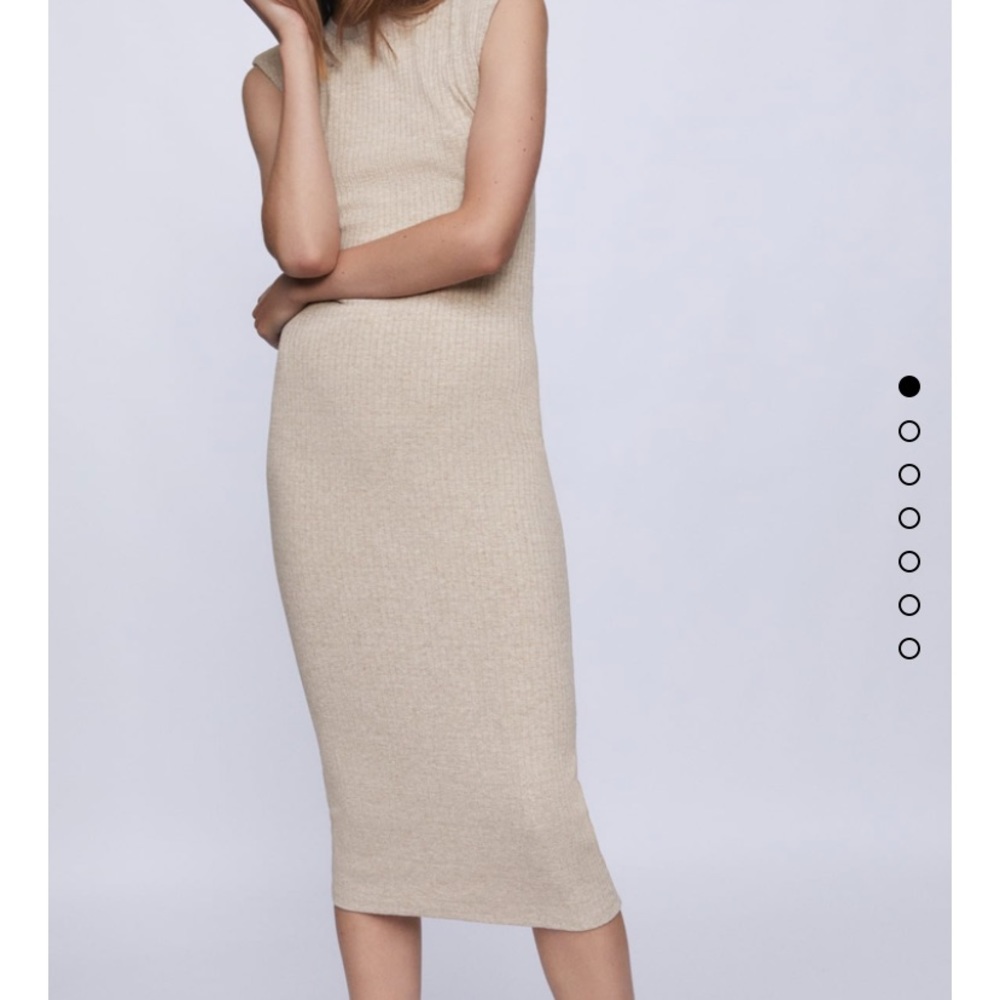 Zara Ribbed Shoulder Pad Dress